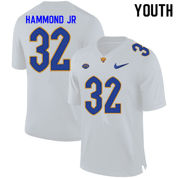 Youth #32 Rodney Hammond Jr. Pitt Panthers College Football Jerseys Sale-White